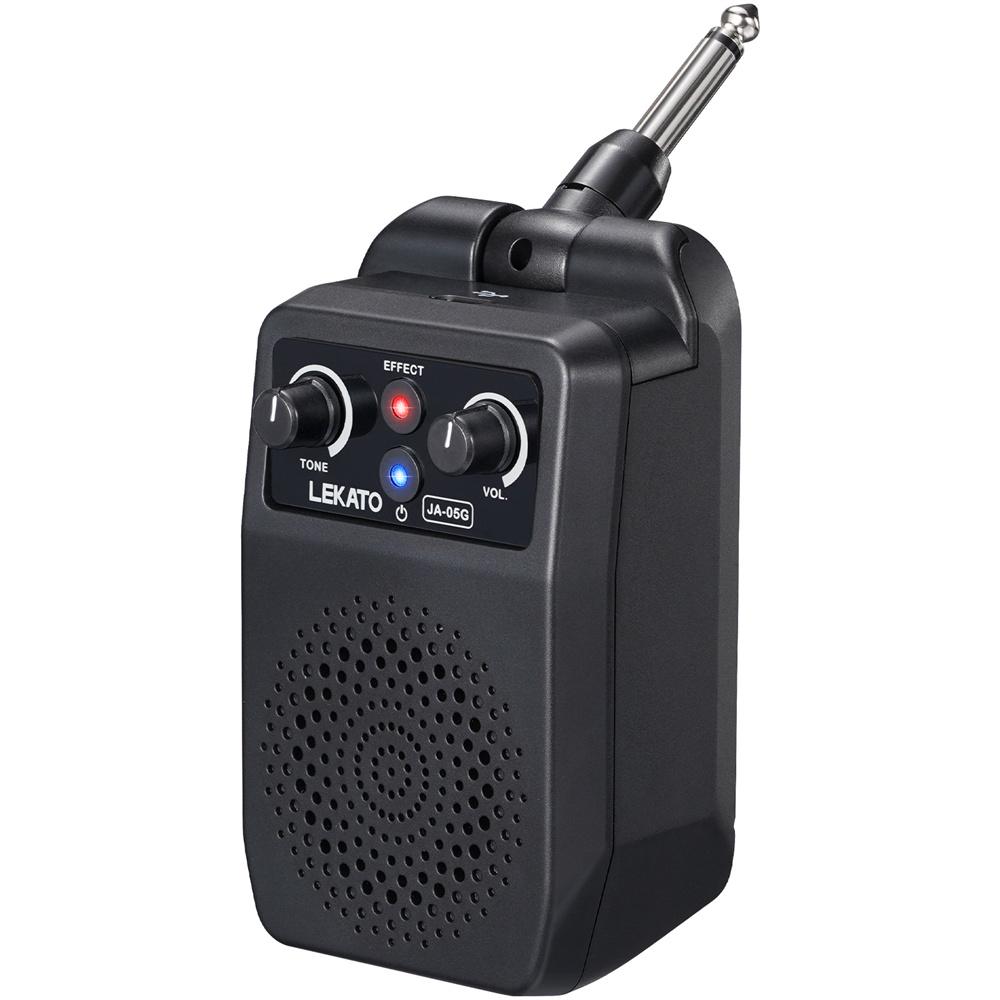 LEKATO ミニエレキギターアンプ 5 ワットポータブルギターアンプ Bluetooth 内蔵 4 エフェクト充電式小型ギターアンプ練習用