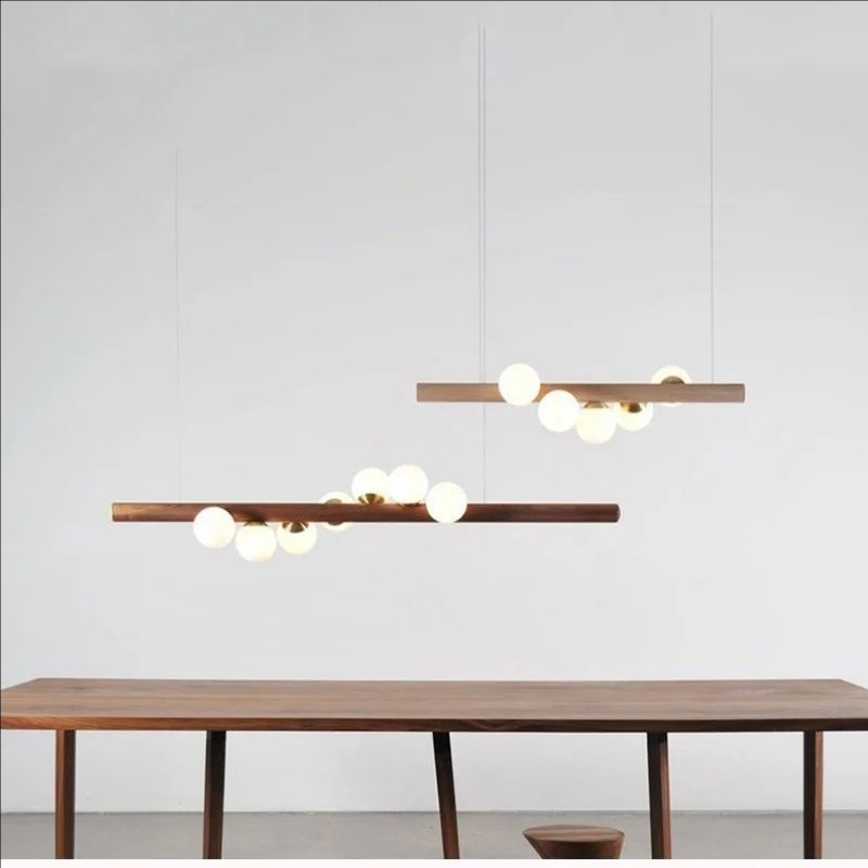レストランシンプルモダン LED 北欧スタイル木目シャンデリアリビングルームダイニングテーブル日本の装飾照明器具