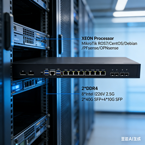 ファイアウォールおよびVPN、XEON E5 V4、8×2.5Gルーター、2×40G、4×10G SFP、ファイアウォールルーター、1U、Pfsense、XEON D4、E5 V4、40G、10G SFP、ファイアウォールサーバー