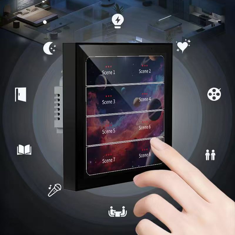 Tuya スマートホーム Zigbee 多機能 4 インチスマートスクリーンスーパースマートパネル LCD フルスクリーン欧州標準スイッチ AC100-220V
