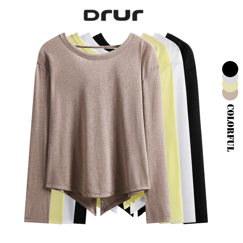 DRUR オープンバックヨガトップス軽量速乾長袖 Wokout ダンスシャツ女性カジュアル通気性ピラティスブラウスヨガウェア