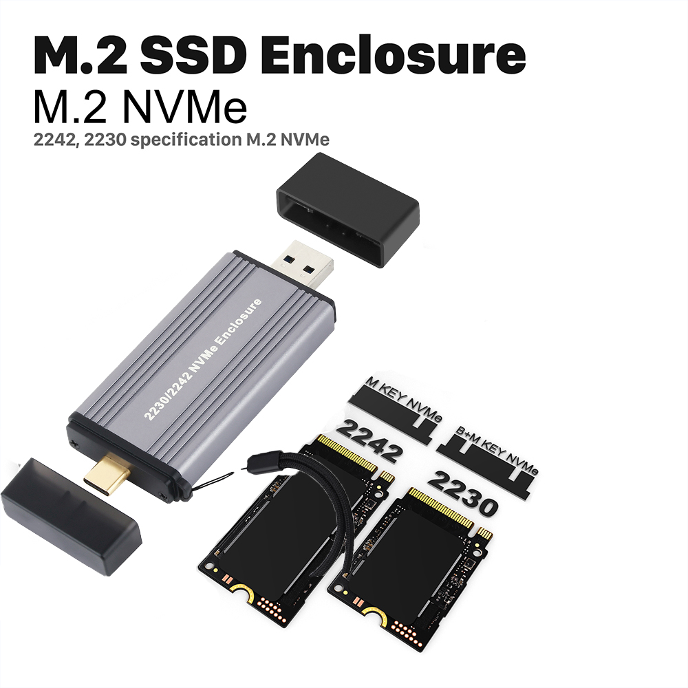M2 SSD ケース USB A USB C M.2 NVME 2230 2242 SSD エンクロージャ USB 3.2 10Gbps NVMe M キー外部ソリッド ステート ドライブ ポータブル ボックス