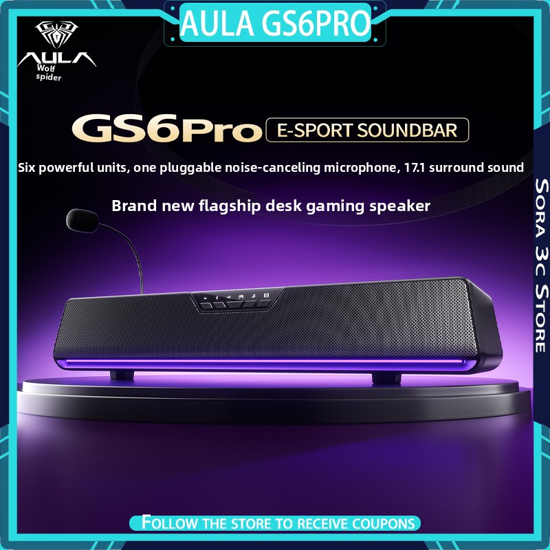 AULA GS6Pro Eスポーツ スピーカー Bluetooth デュアルモード コンピュータ デスク セットアップ ゲーム マイク付き 専用 EQ サウンド システム