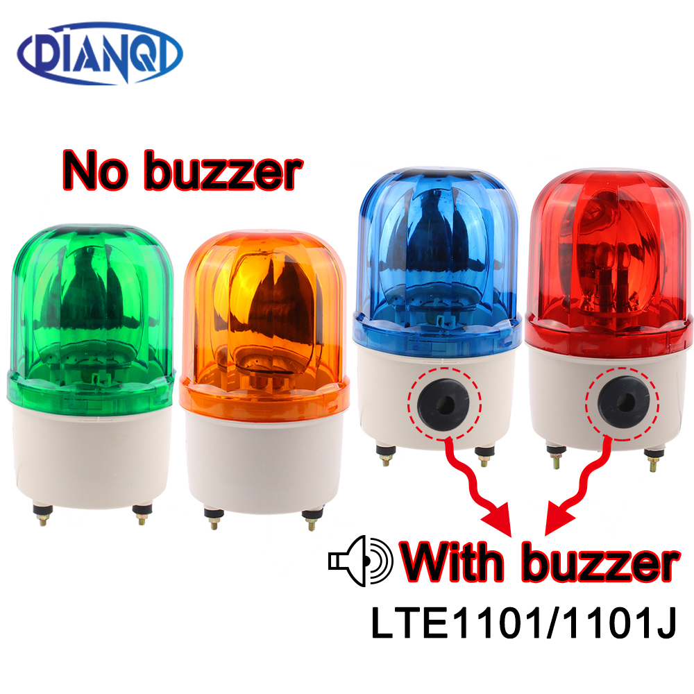 DC12V 24V AC220V 110V タングステンランプ 赤緑青黄信号警告警報灯 音なし/音あり LTE-1101 回転灯