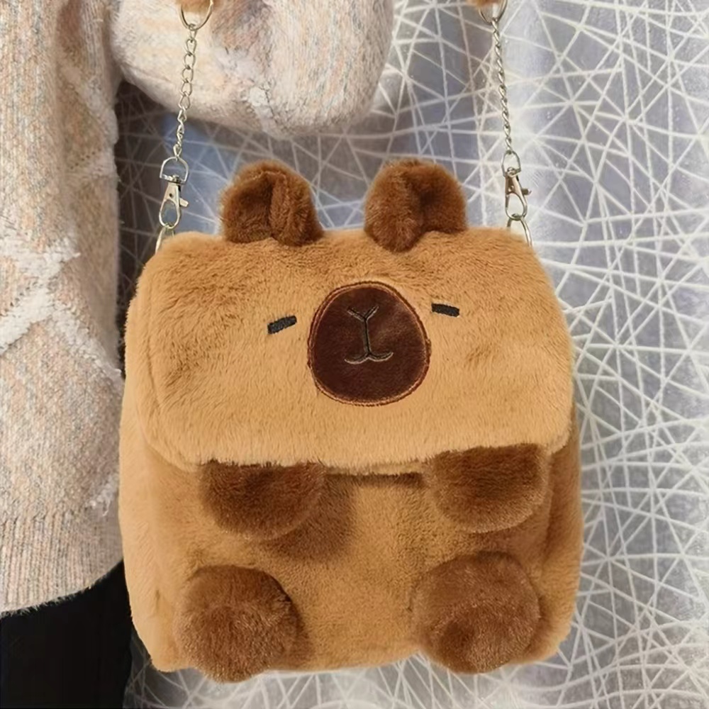 柔らかいぬいぐるみ動物バックパック、かわいいふわふわクロスボディバッグ、学校、旅行用のかわいい美的ショルダーバッグ