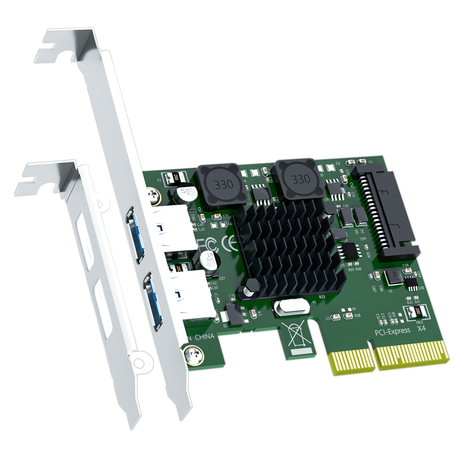 ASM 3142チップ搭載、2ポート10Gb USB 3.1 Gen2 Type-A - PCIE X4拡張カード