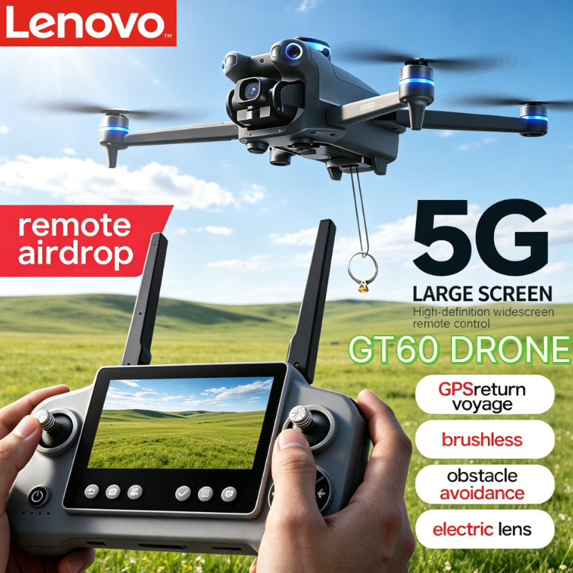 レノボ GT60 折りたたみ式 GPS ドローン 8K HD 4K スクリーン付き ブラシレスエアドロップ障害物回避 5G FPV デュアルカメラ クアッドコプター
