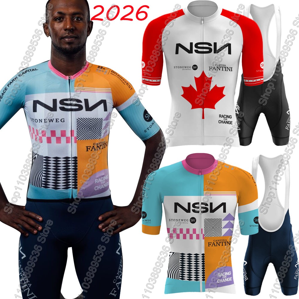 NSN チーム 2026 メンズサイクリングジャージセット夏自転車 Biniam-Girmay 衣類キットロードバイクシャツスーツ自転車ビブショーツ MTB