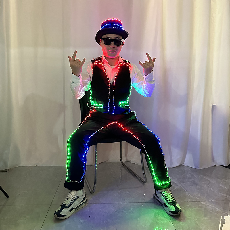 クールなファッション LED ライトアップパンツダンスウェア発光ダンスクラブズボンクリエイティブバー DJ ライト衣装ステージパフォーマンス小道具