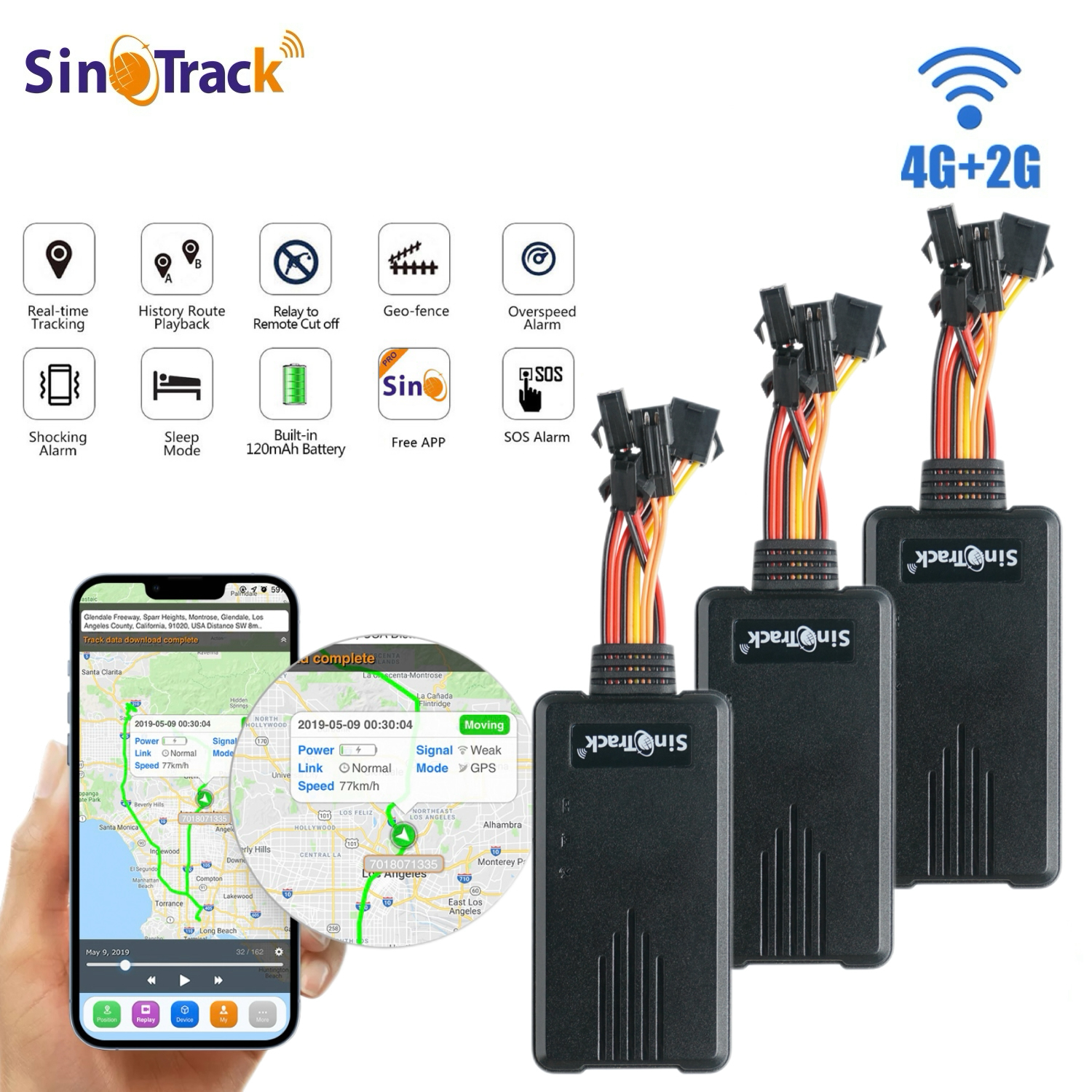 SinoTrack 3 個 ST-906L 4G GPS トラッカー車車両トラック追跡装置用カットオフオイルフリーアプリ付き