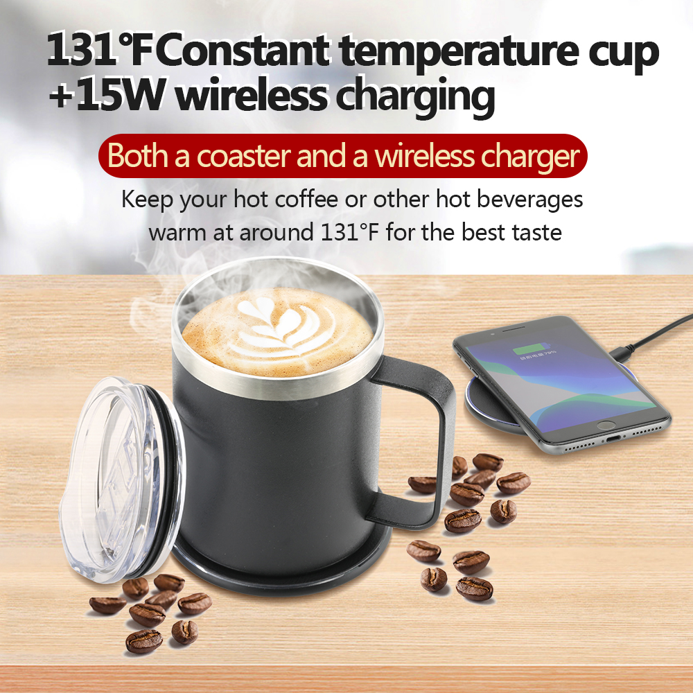 2026 スマートサーモスタット携帯電話ワイヤレス充電加熱コースターコーヒーカップ 55 °家庭用ヒーターミルクティー漏れ防止魔法瓶