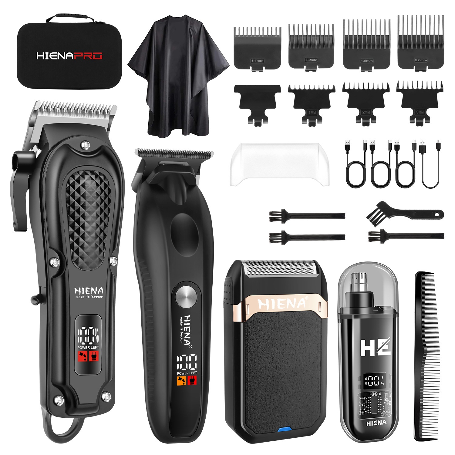 HIENA プロバリカンセットハイパワーポータブルコードレスヘアカットマシン男性のプロフェッショナル電気ひげシェービングカミソリ