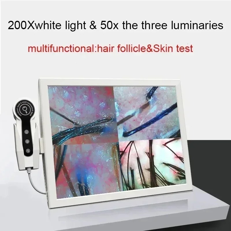 15 インチ HD ディスプレイ 50/200X プロフェッショナル毛包検出器頭皮診断機スキンアナライザー油分水分スキンテスター