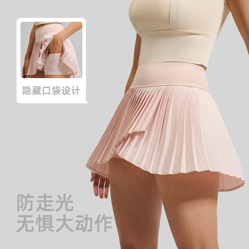 女性テニスゴルフプリーツミニスカート通気性速乾性ハイウエスト A ラインスカート内蔵ショーツヨガフィットネススポーツウェア