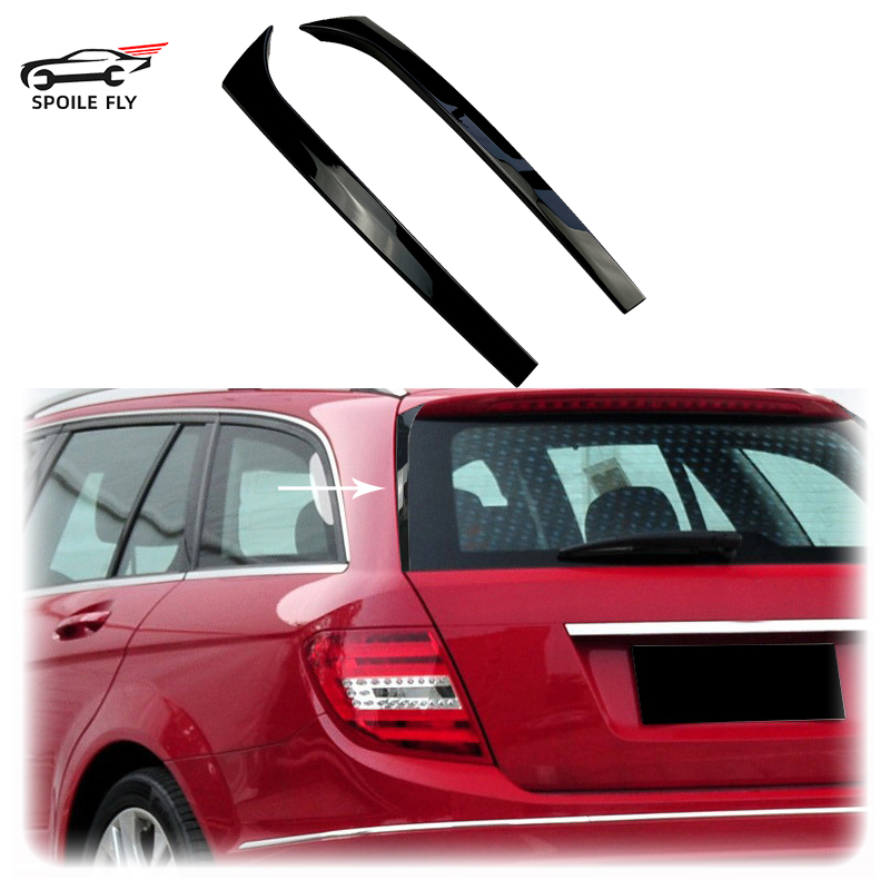2007 から 2014 用メルセデスベンツ C クラス W204 バリアントワゴン C200 C260 リアウィンドウサイドスポイラートリム高品質 ABS グロスブラック