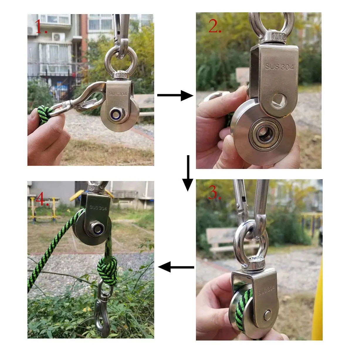 U/V Type Swivel Pulley 304 Stainless Steel Duplex Bearing Super-Silent Detachable Gym Traction Wheel System