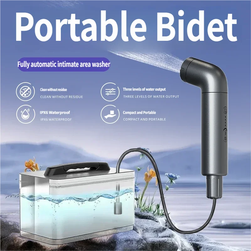 ポータブル電気洗浄トイレ 5L 給水ホース/タンク旅行用
