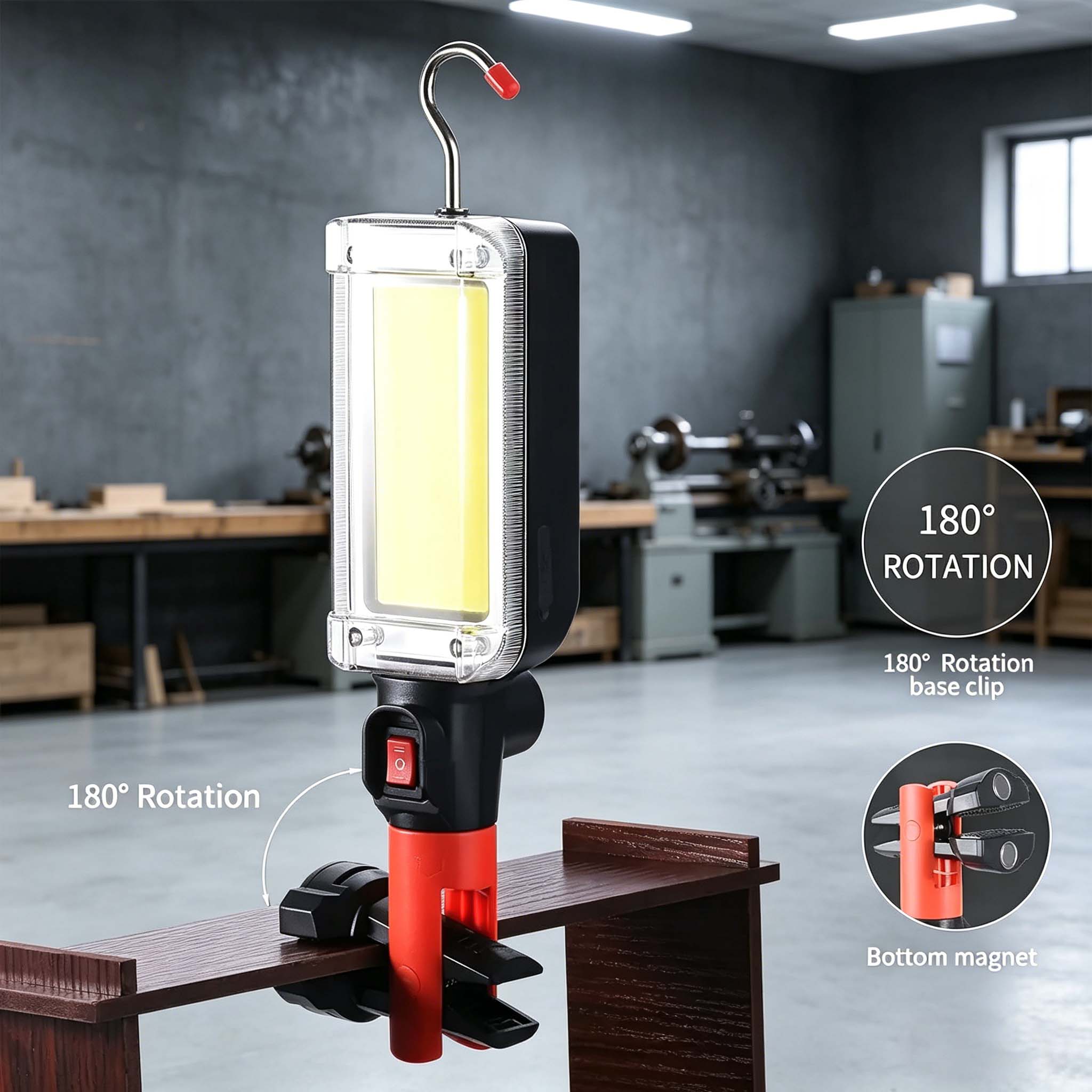 USB 充電式 LED 懐中電灯ポータブル緊急救助作業灯 18650 2 モード防水磁気設計