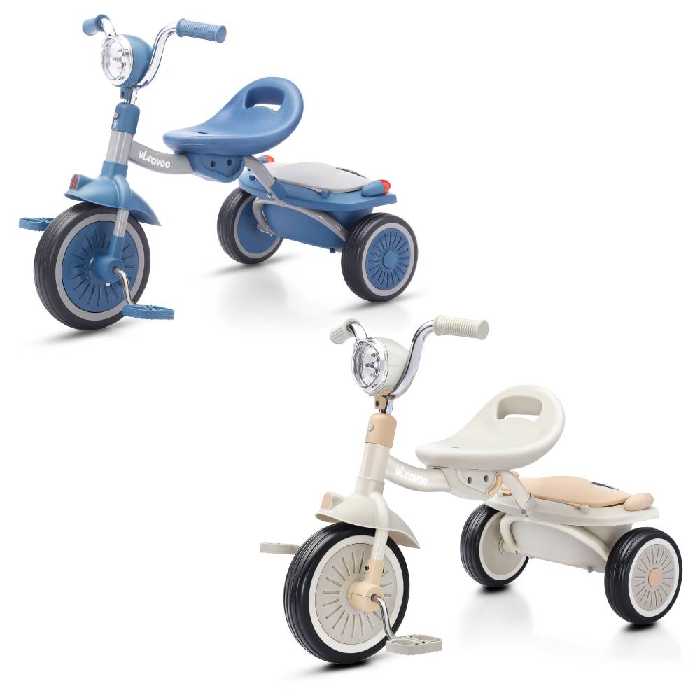 4-in-1 子供用三輪車 – 1 ～ 5 歳の幼児向け 3 輪ベビー自転車おもちゃ、バランスバイクモード、男の子への理想的なギフト