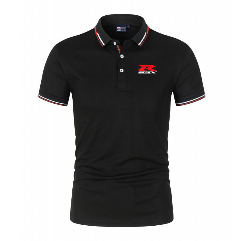 メンズ夏カジュアル通気性快適なポロシャツ無地高品質半袖 Tシャツ GSXR GSX-R