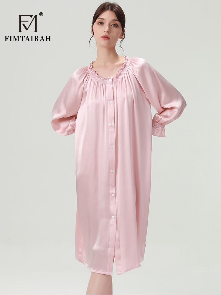 FIMTAIRAH 6A 22 ミリメートル 100% シルク寝間着リアルシルクネグリジェ女性ロングプラス大サイズパジャマパジャマローブ