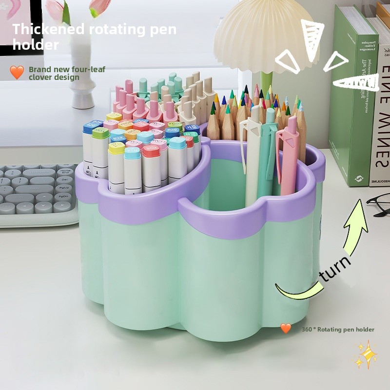 360°回転機能を備えた真新しい厚みのある回転デスクトップ収納ボックス - 4つの大きな収納スペース、オフィスSUPに適しています