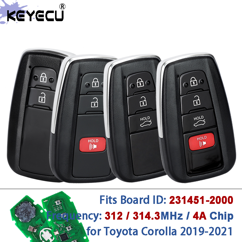 KEYECU 231451-2000 ボード FCC ID: HYQ14FBN 312MHz / 314.3MHz 4A チップ トヨタ カローラ 2019-2021 スマートカードリモートカーキーフォブ用