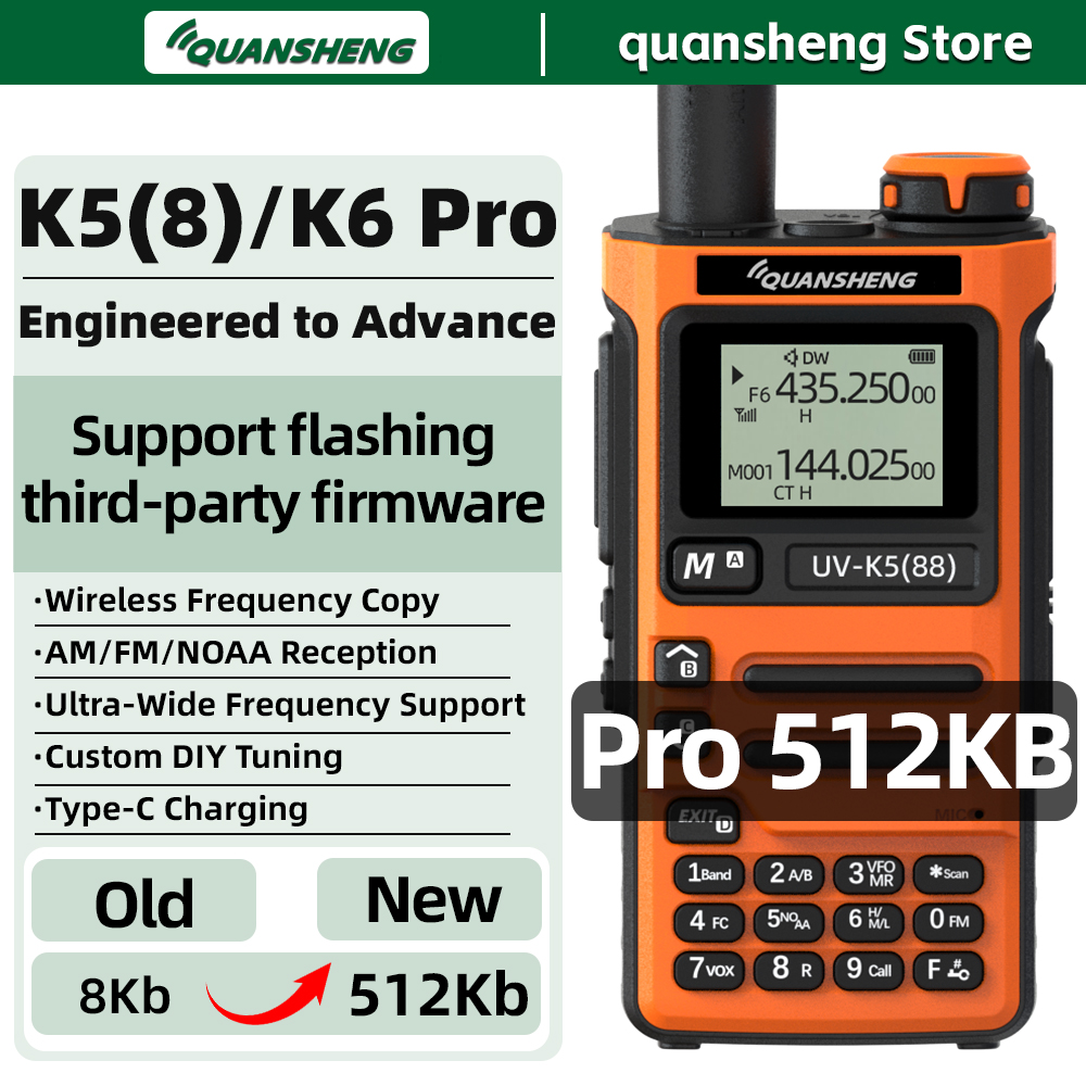 Quansheng UV K5 8 トランシーバー K6 プロ 512KB メモリ長距離ポータブル FM ハムワイヤレスセットトランシーバーキャンプ通信ラジオ
