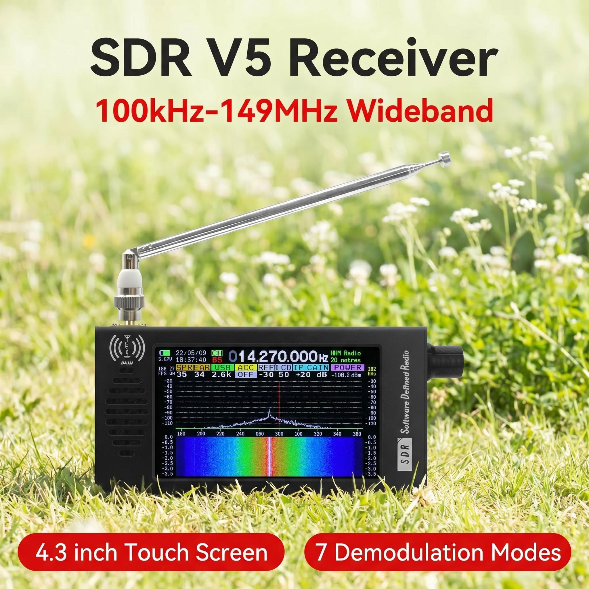 HTOOL SDR ラジオ短波 DSP デジタル FM ラジオ受信機トランシーバー SDR DSP 復調カラーディスプレイ