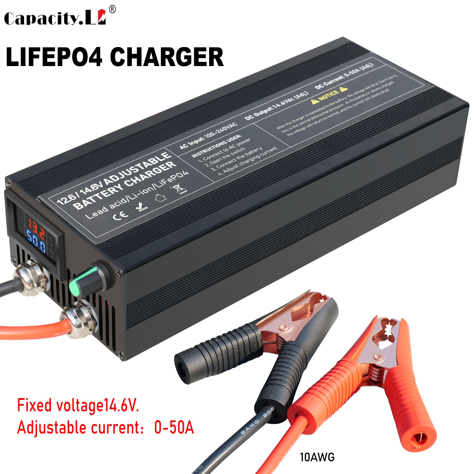 14.6V 36/50A Lifepo4 充電器リチウム電池充電器 Lifepo4 RV バッテリー太陽電池屋外電源充電