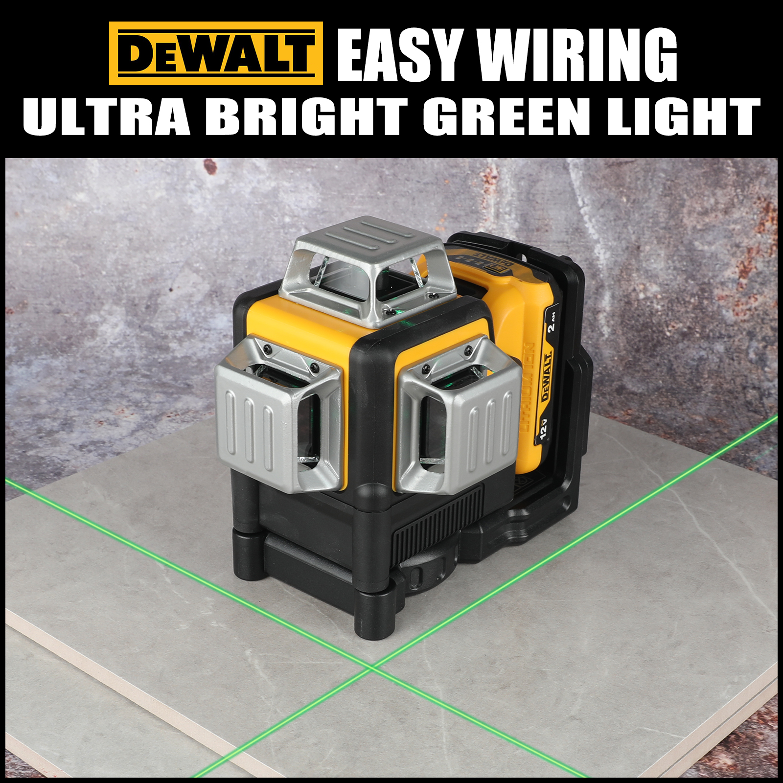 2026 Dewalt DW089LG 12V グリーン レーザー レベル、12 ライン 3 面 360° 垂直