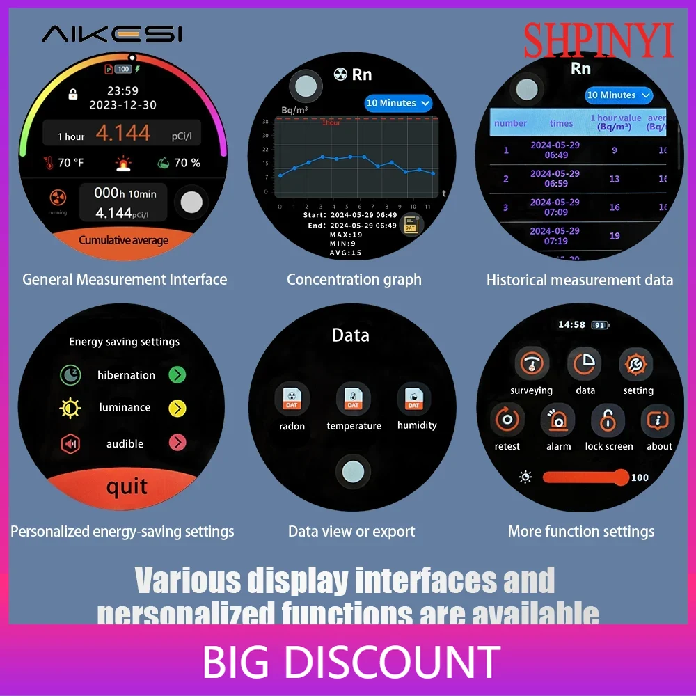 Radon Detector Radon Monitor Smart Home Use Portable Radon Gas Detector Rechargeable air Quality PCi/L  Bq/m³