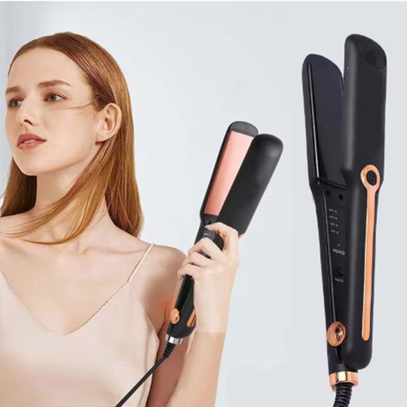 プロの女性ストレートヘアアイロンポータブル小型電気副子ストレートスタイリングツールストレートヘアアイロンとカーラー 2 in 1