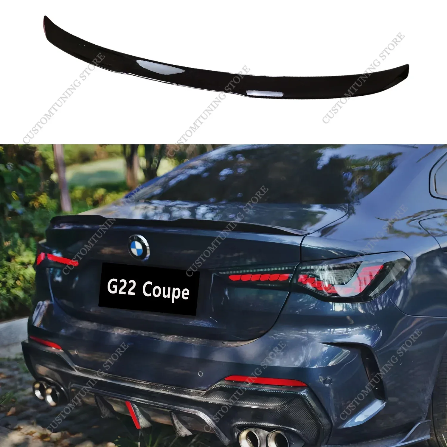 グロスブラック ABS OEM M4 スタイルリアスポイラー BMW G22 G82 クーペ 420i 430i 420d 430d M440i M440d 2 ドア 2021-2025 ボディキットチューニング