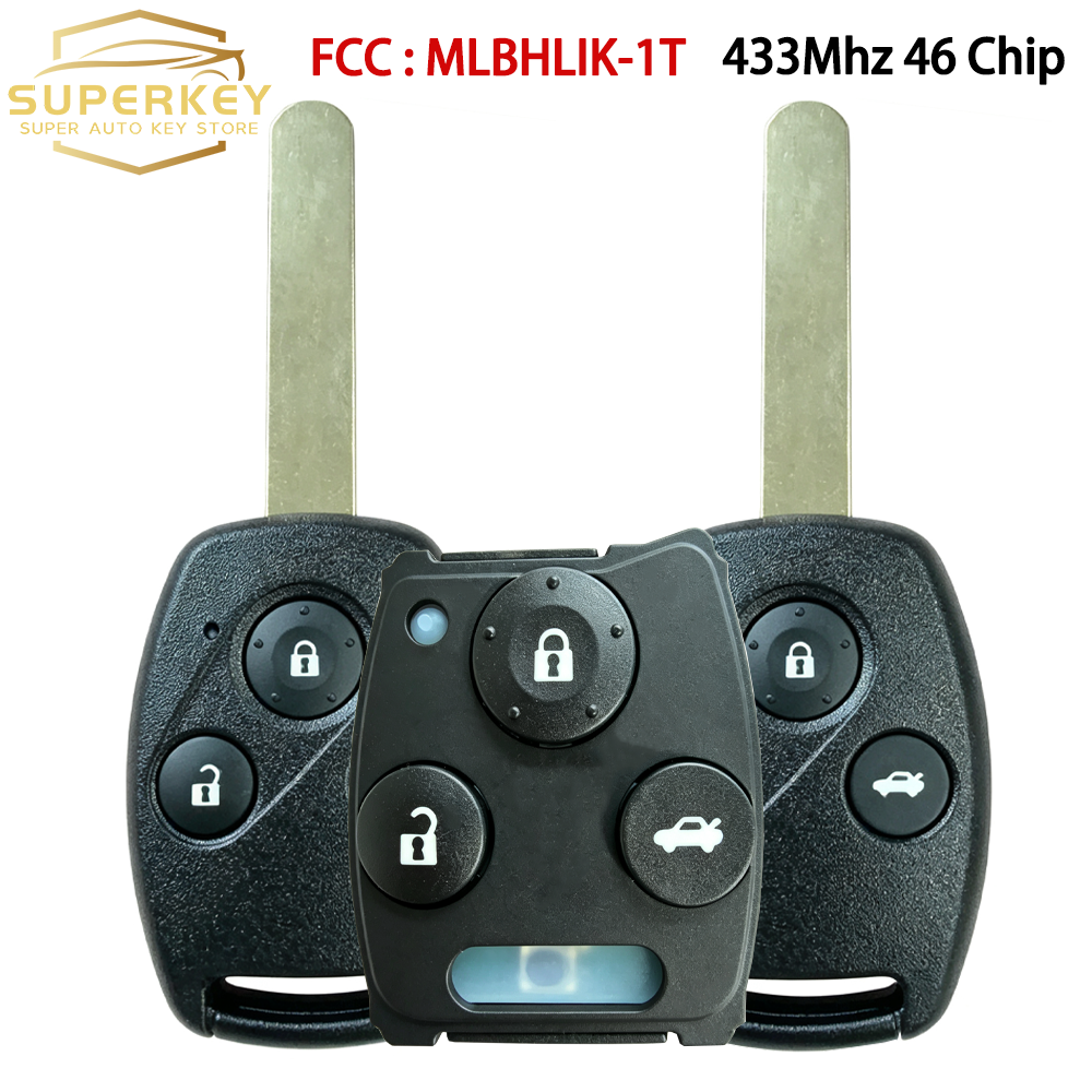 SUPERKEY For Honda CRV Jazz 2007 2008 2009 2010 2011 Remote Control Smart Car Key 433Mhz PCF7961 ID46 Chip FCC ID:MLBHLIK-1T
