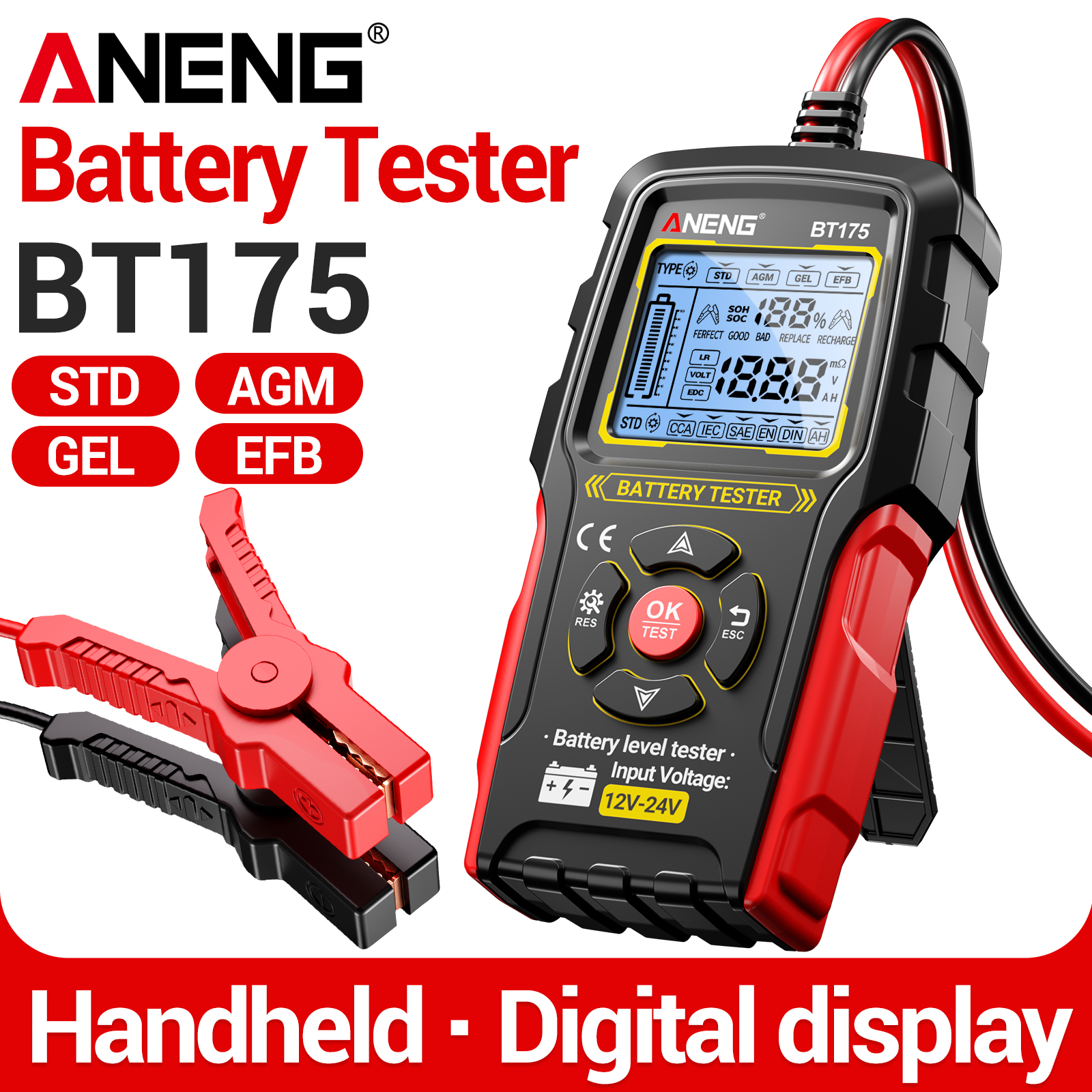 ANENG BT175 オートパワーオフ NCV 検出 AC DC 電圧電流オーム Hz テストバックライト付きディスプレイポータブル安全電気テストツール
