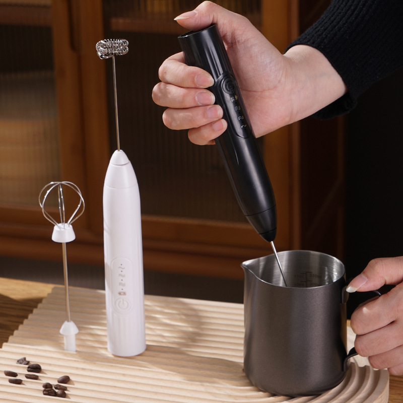 電動フォーマーミキサー泡立て器ビータースターラー3スピードコーヒーミルクドリンク泡立て器USB充電式ハンドヘルドフードブレンダー泡立て器、Xiaom