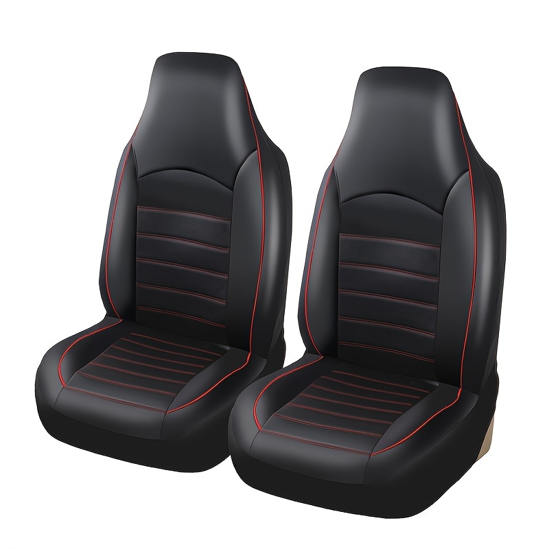 2 フロントユニバーサル PU レザーカーシートカバーハイバックバケットシートカバーセットほとんどの車、トラック、SUV、バンに対応