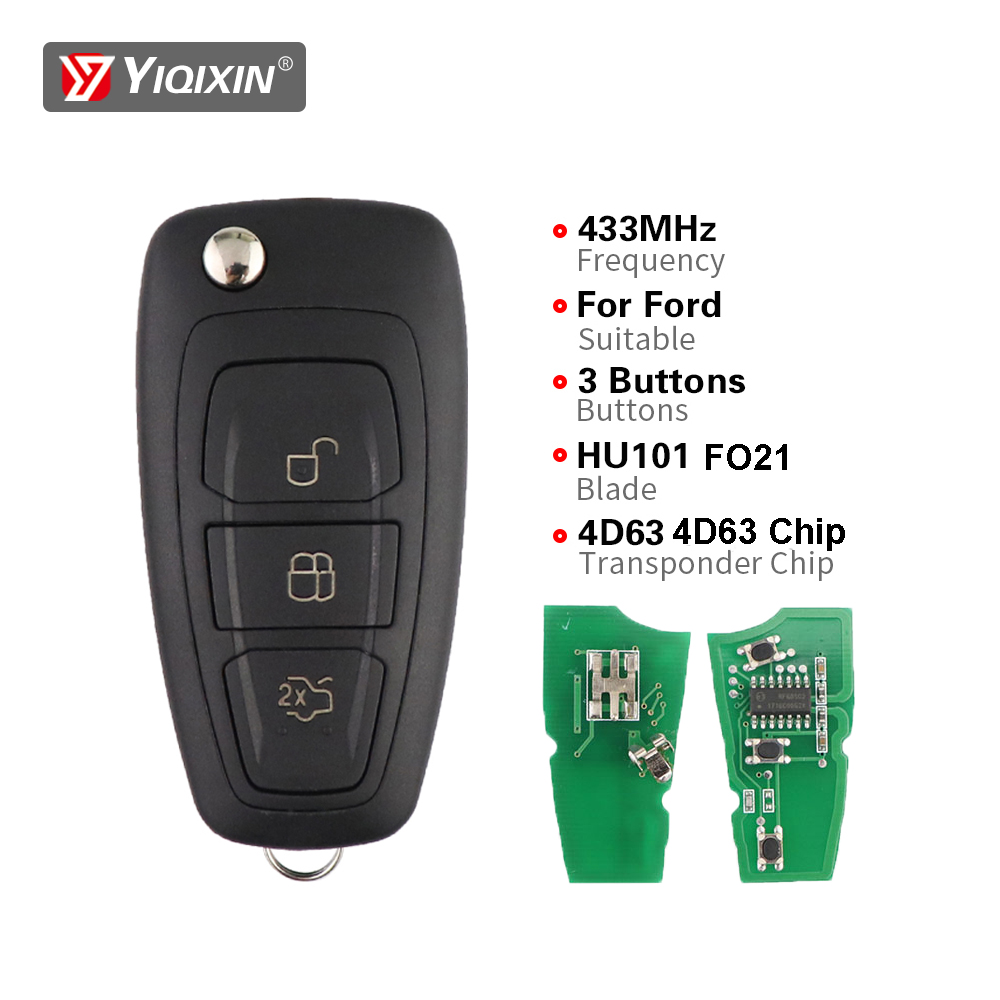 YIQIXIN 433Mhz リモート車のキーフォードフォーカストランジット C-Max S-Max MK3 モンデオ久我フィエスタ 2011 2012 2015 4D60 4D63 チップ 40 80 ビット