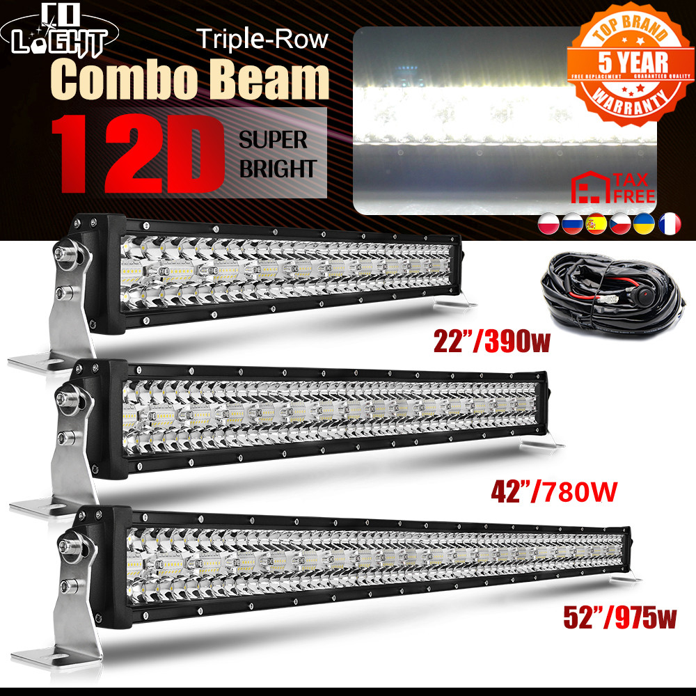 CO LIGHT 超高輝度 22 "32" 42" 52" 4x4 Led ライトバーオフロードスポットフラッドコンボビーム 3 列 Led 作業軽トラック ATV SUV 12 V 24 V