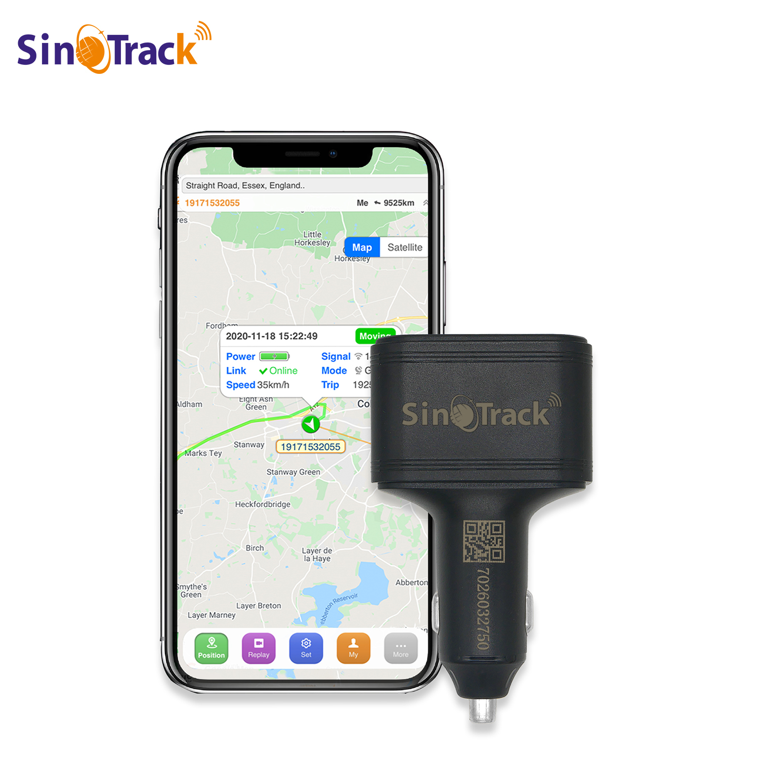 SinoTrack デュアル USB 車シガー ライター GPS トラッカー ST-909 自動車電話充電器、無料オンライン追跡アプリ付き