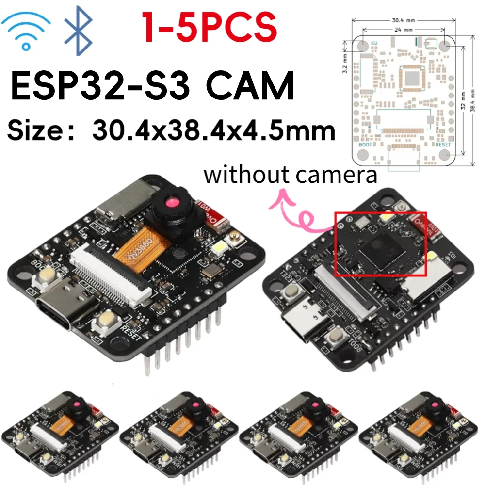 ESP32-S3 CAM 開発キット、8MB PSRAM 8MB フラッシュ、統合 USB-C アップローダー