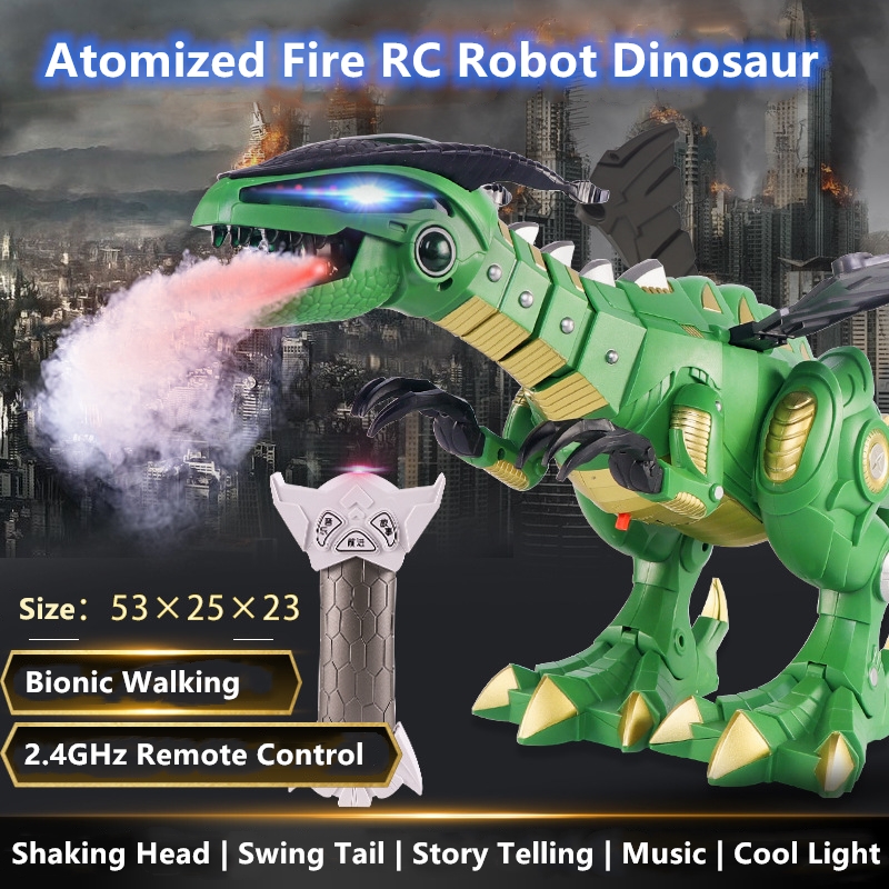 バイオニックウォーキング噴霧パズル RC ロボット恐竜首振り尾部フラップ翼シミュレーションサウンド電動 RC 子供のおもちゃ