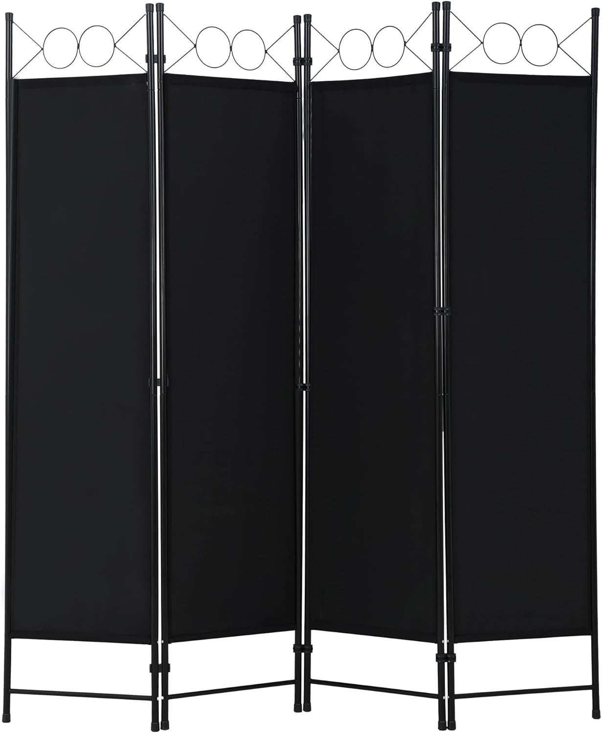 4 Panel Room Divider and Folding Portable Partition Screen, 6FT Wall Divider for Dorm Bedroom Office, Coal Black