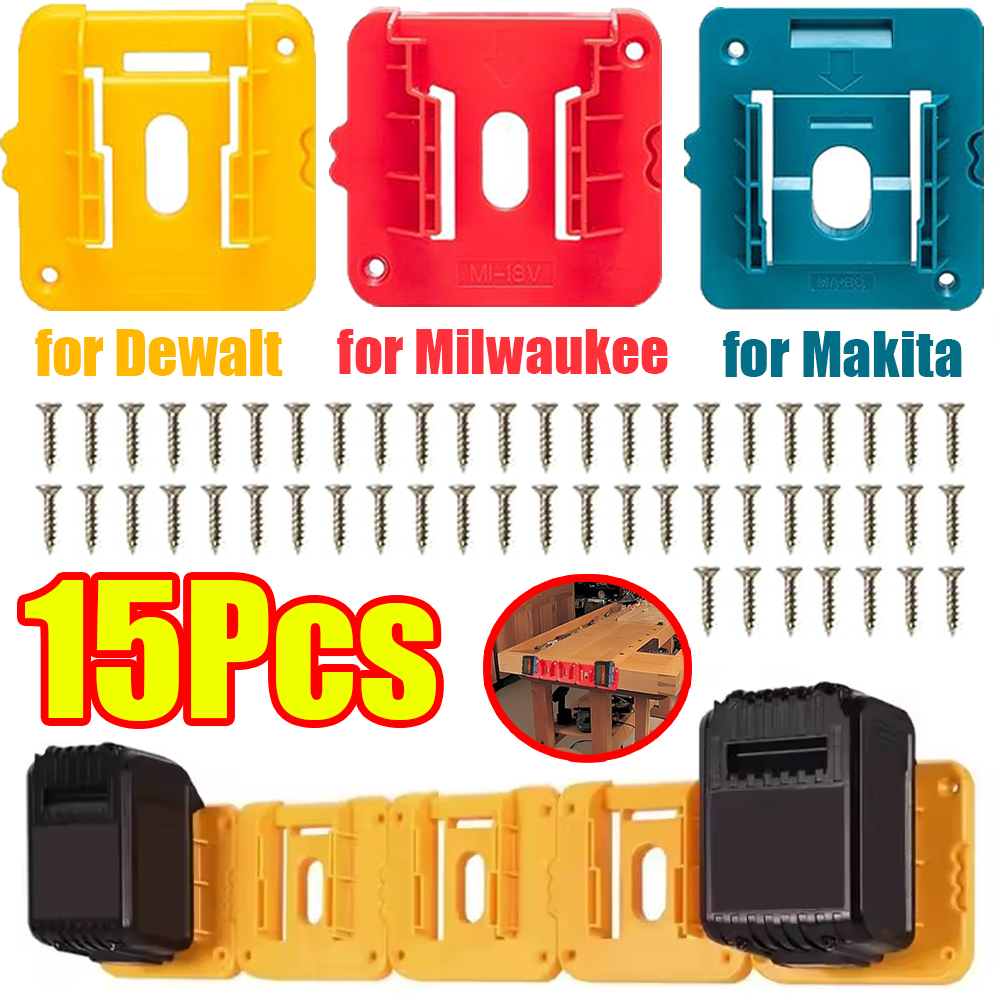 1-15 個バッテリーホルダーウォールマウント Dewalt/マキタ/ミルウォーキー 14.4V 18V ウォールマウントバッテリー収納ホルダー倉庫用バッテリーラック
