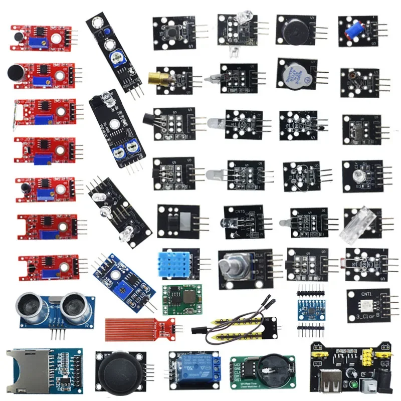 45 in 1 センサーモジュール 16 種類 Arduino Raspberry Pi 用スターターキット、37 in 1 より優れたボックス付き DIY UNO R3 MEGA2560