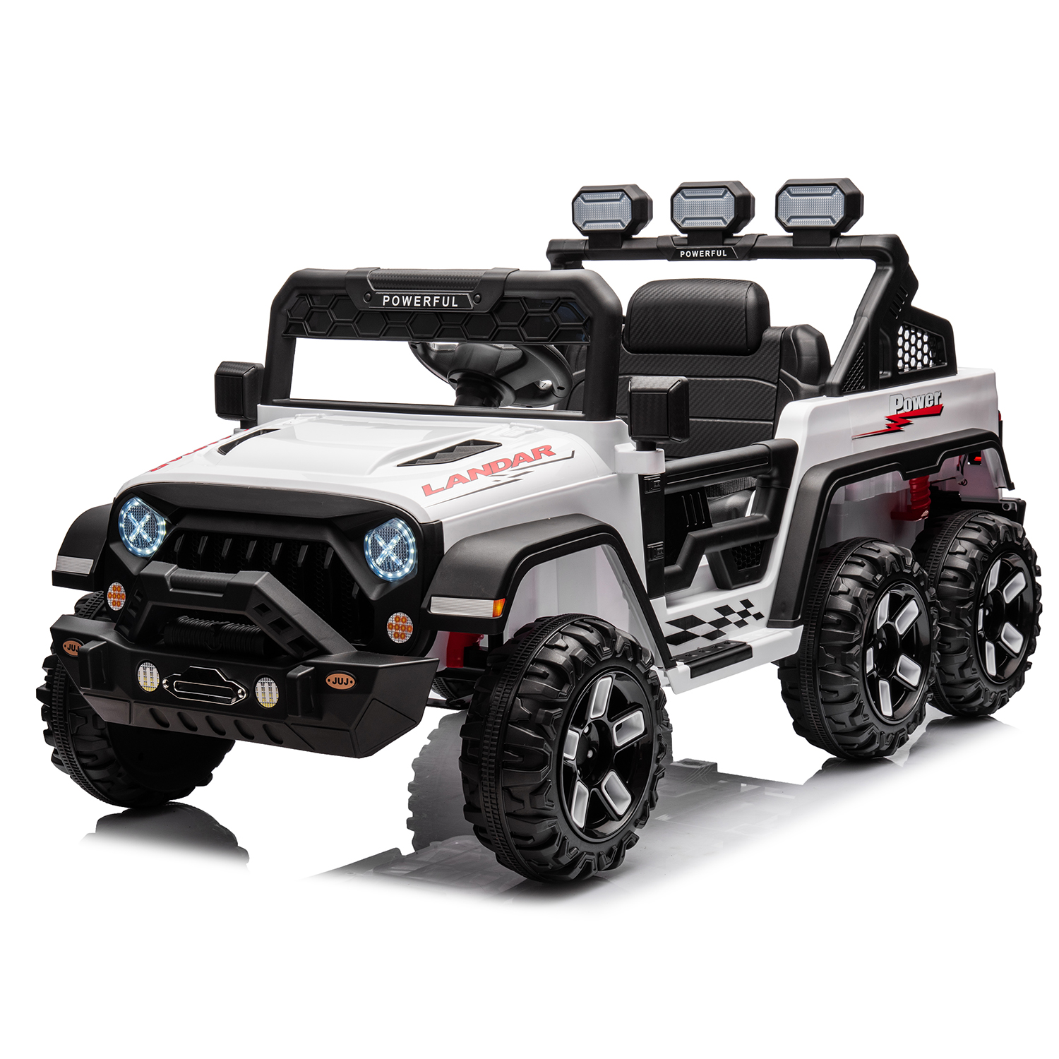 24V パワーホイール ライドオンカー 子供用 リモコン付き、6輪、4WD切替可能、Bluetooth、3スピード、電気自動車バッテリー
