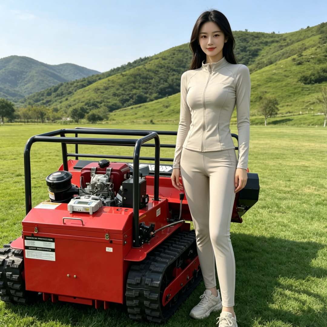 カスタマイズ芝刈機、刈幅80～120cmの大型トラック式芝刈機、広範囲の芝生に適した燃料駆動式芝刈り機