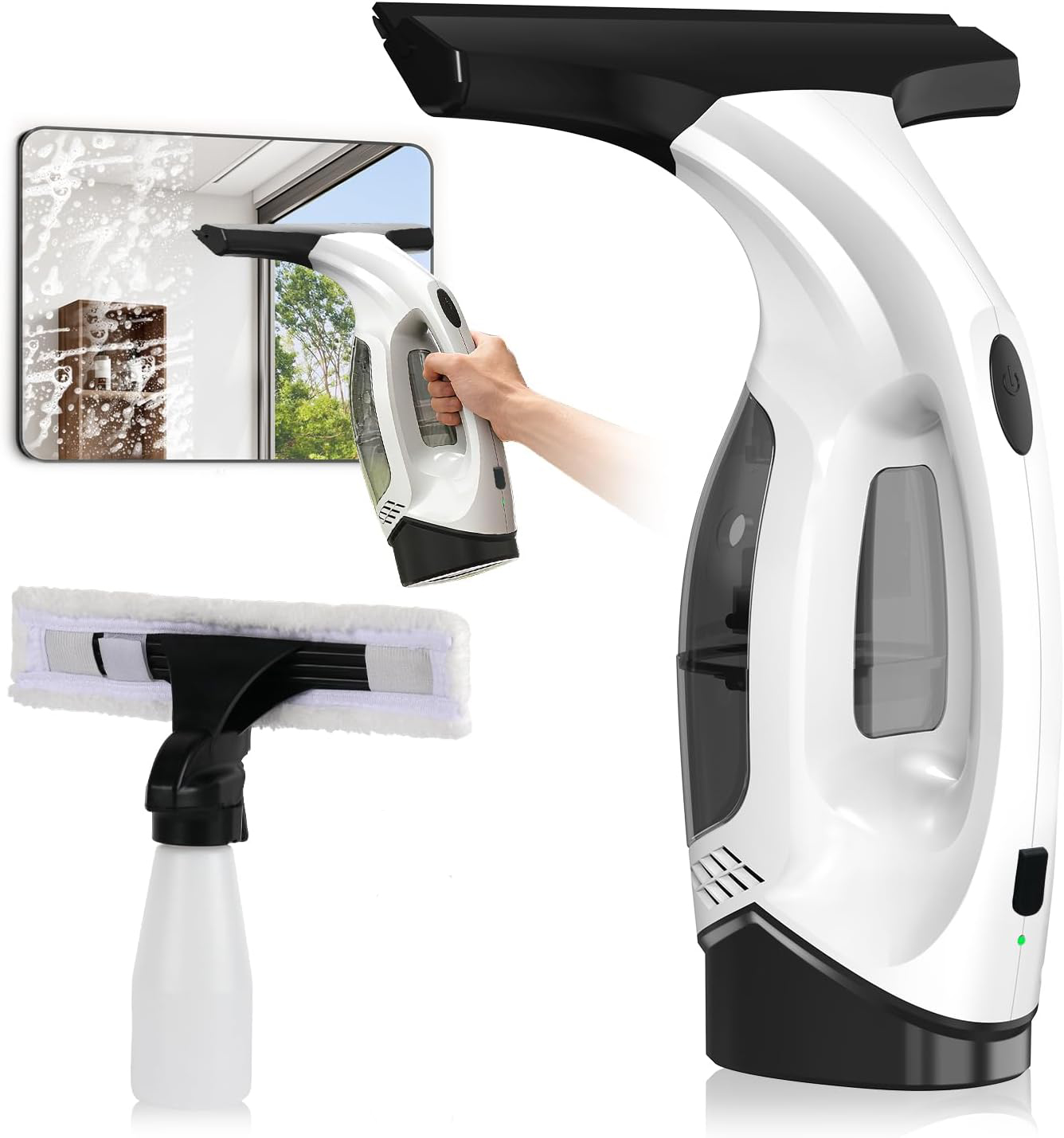 多機能電動ハンドヘルドコードレス窓クリーナーマシンコードレス充電式自動ポータブルガラスクリーナーツール
