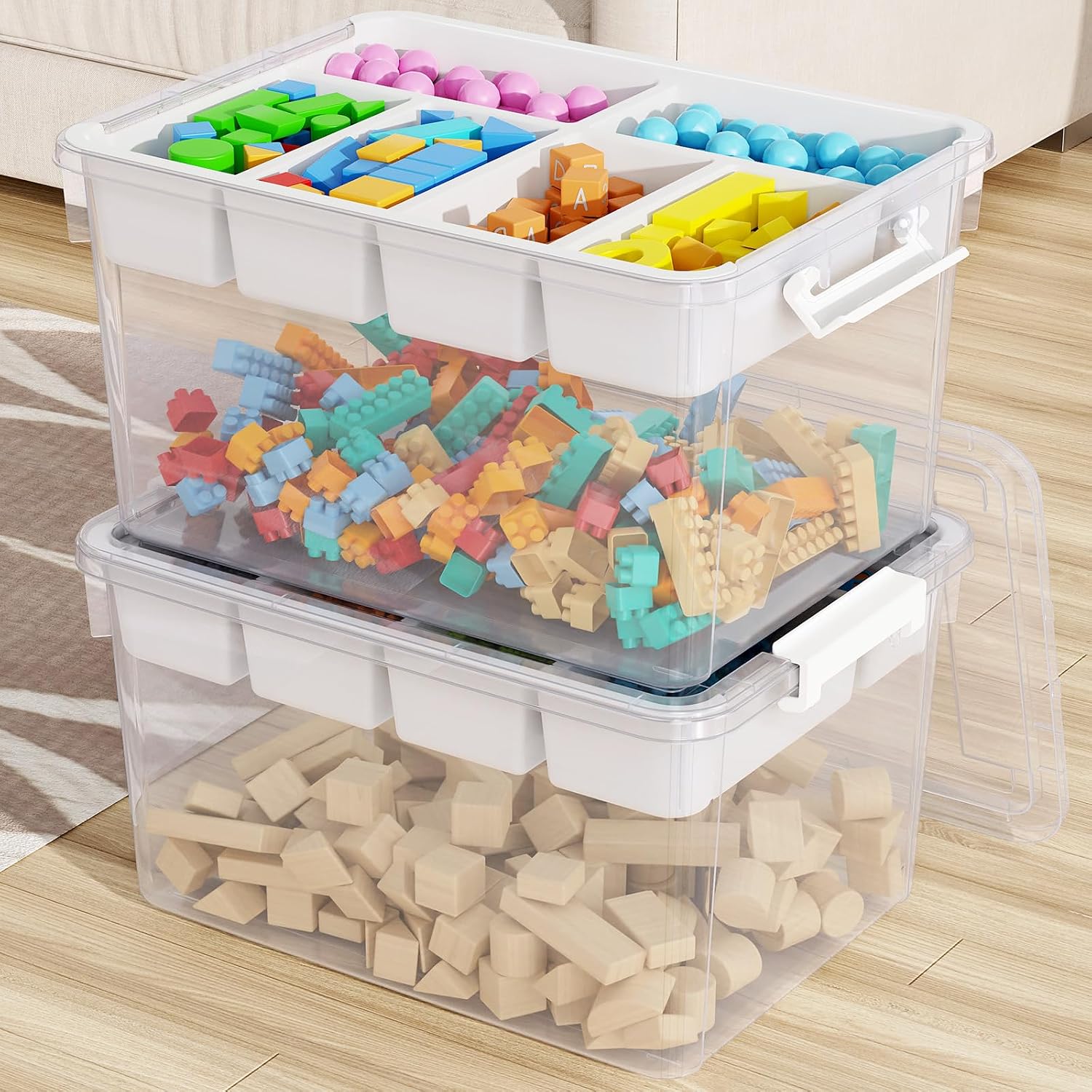 80Qt 大型積み重ね可能蓋付き収納箱